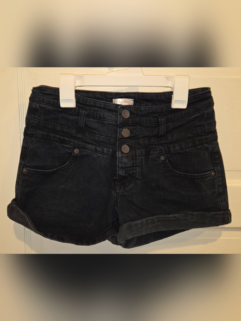 Xhilaration Black High Rise Triple-Button Denim Shorts